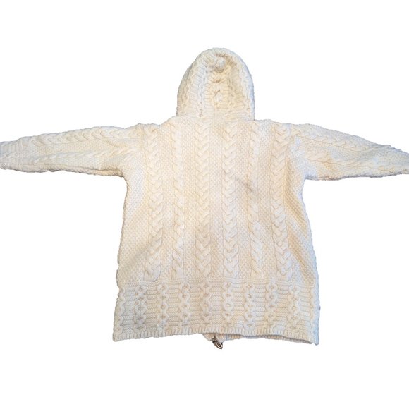 100% Merino Wool Inis Crafts Zip-Up Hoodie Cardigan - Made in Ireland - Size S - Picture 3 of 9